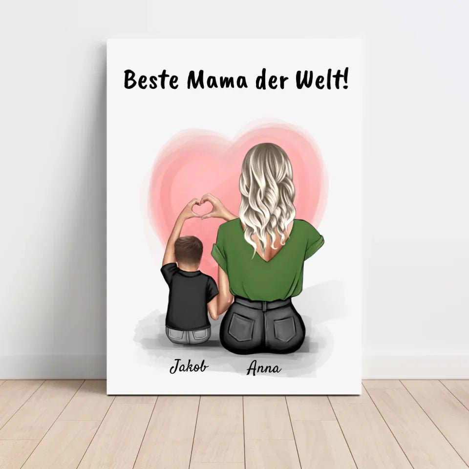 Mutter und kleiner Sohn Bild Geschenk personalisiert - Cantty