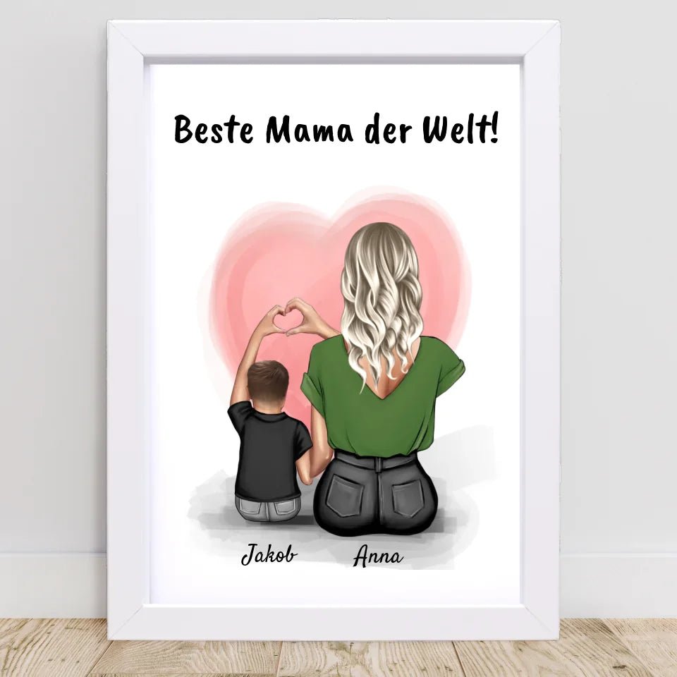 Mutter und kleiner Sohn Bild Geschenk personalisiert - Cantty