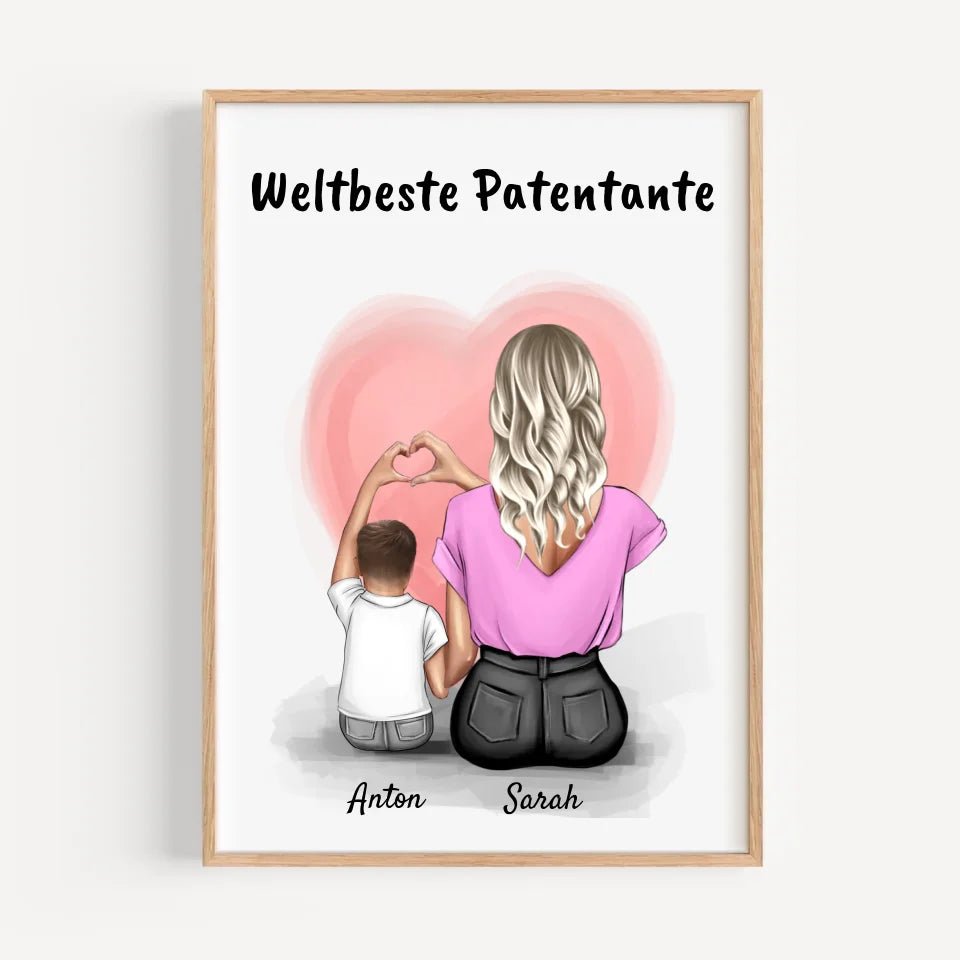 Patentante Patenkind Junge Bild Geschenk personalisiert - Cantty