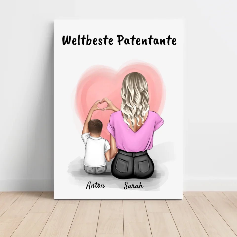 Patentante Patenkind Junge Bild Geschenk personalisiert - Cantty