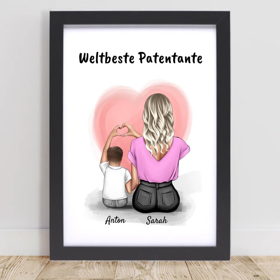 Patentante Patenkind Junge Bild Geschenk personalisiert - Cantty