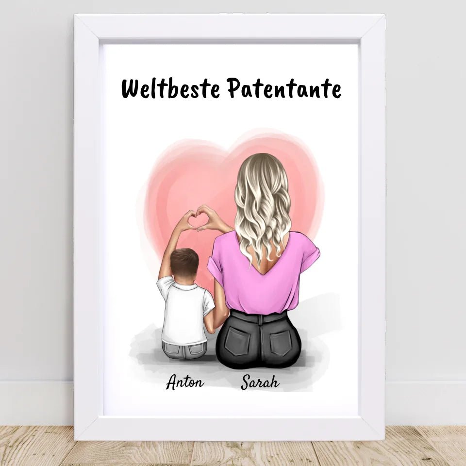 Patentante Patenkind Junge Bild Geschenk personalisiert - Cantty