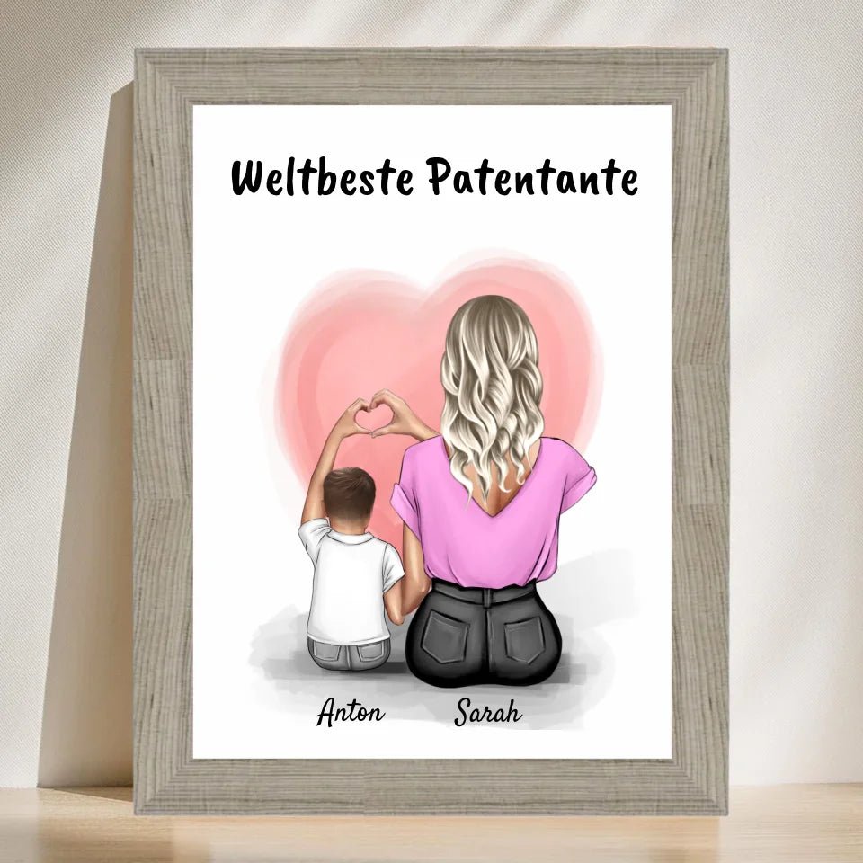 Patentante Patenkind Junge Bild Geschenk personalisiert - Cantty