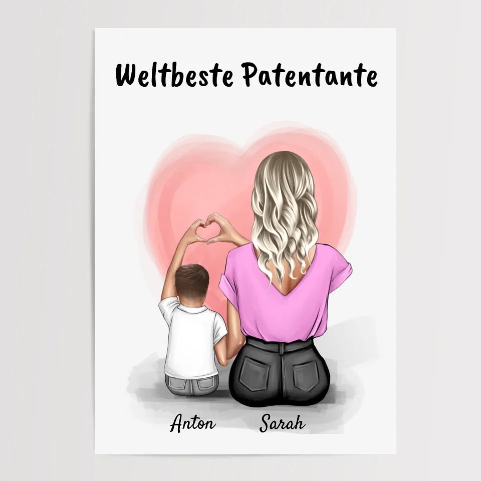 Patentante Patenkind Junge Bild Geschenk personalisiert - Cantty