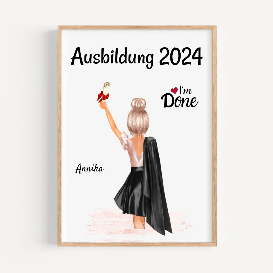 Mädchen Ausbildung Abschlussgeschenk Bild personalisiert - Cantty