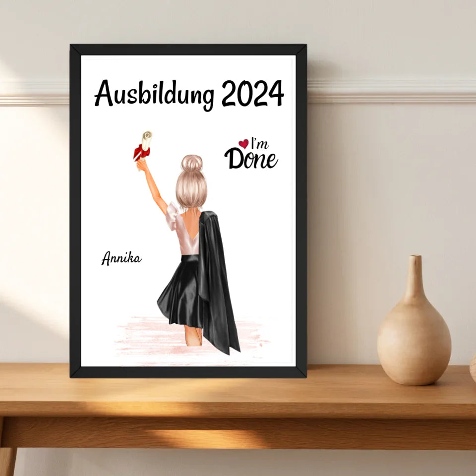Mädchen Ausbildung Abschlussgeschenk Bild personalisiert - Cantty
