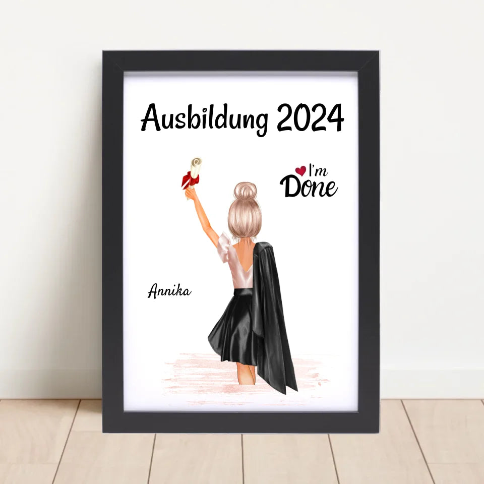 Mädchen Ausbildung Abschlussgeschenk Bild personalisiert - Cantty