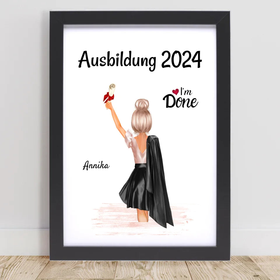 Mädchen Ausbildung Abschlussgeschenk Bild personalisiert - Cantty