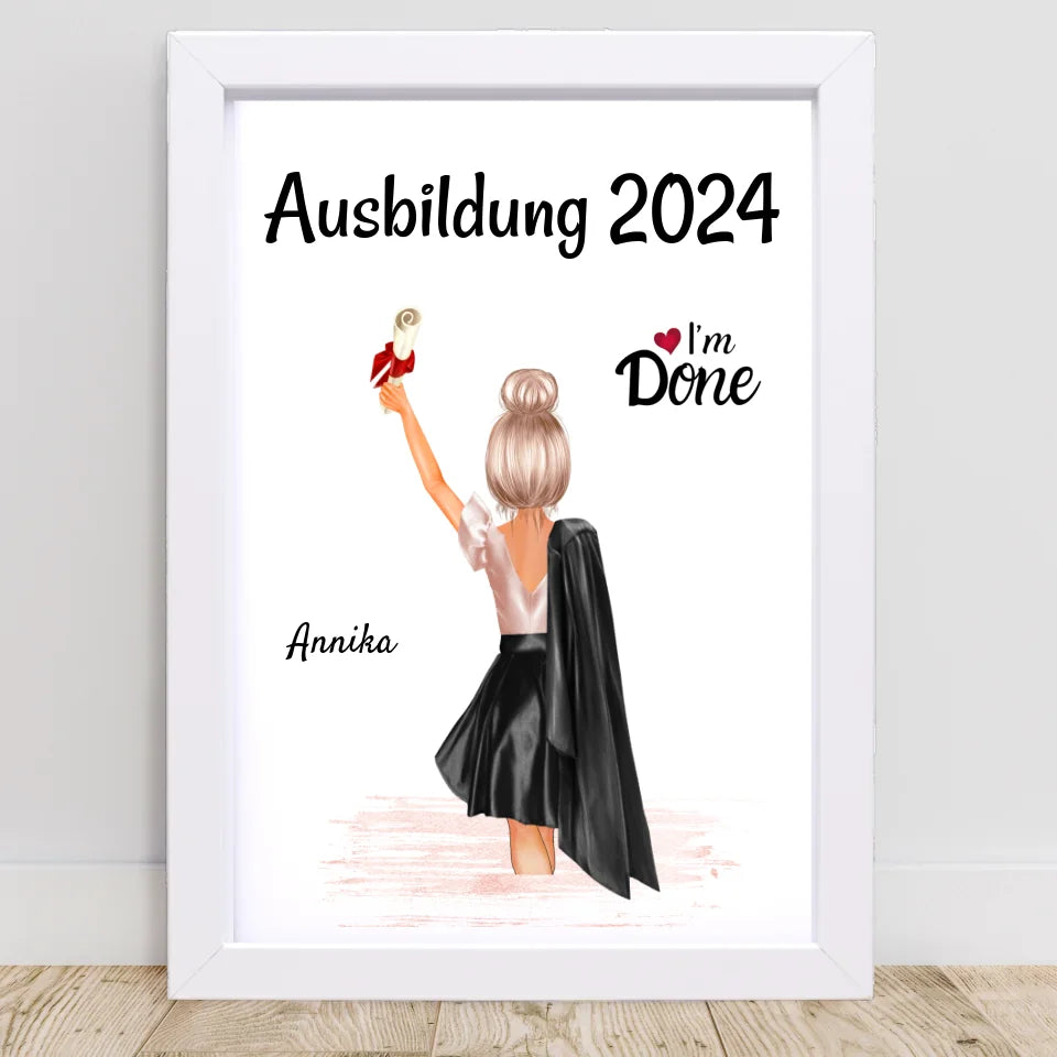 Mädchen Ausbildung Abschlussgeschenk Bild personalisiert - Cantty