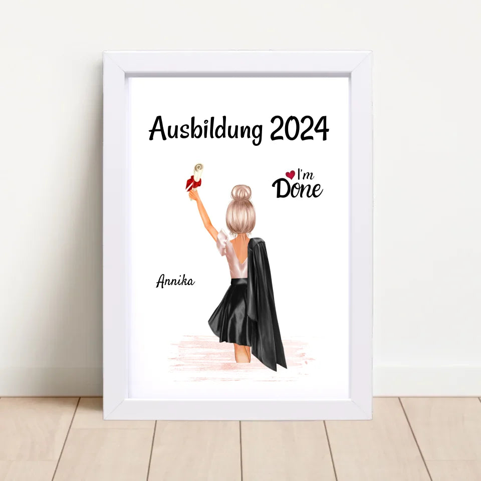Mädchen Ausbildung Abschlussgeschenk Bild personalisiert - Cantty