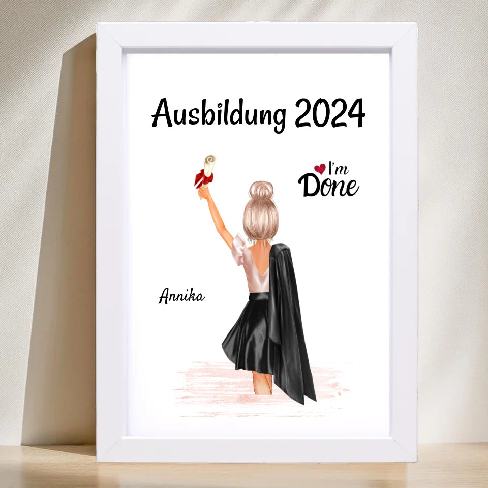 Mädchen Ausbildung Abschlussgeschenk Bild personalisiert - Cantty