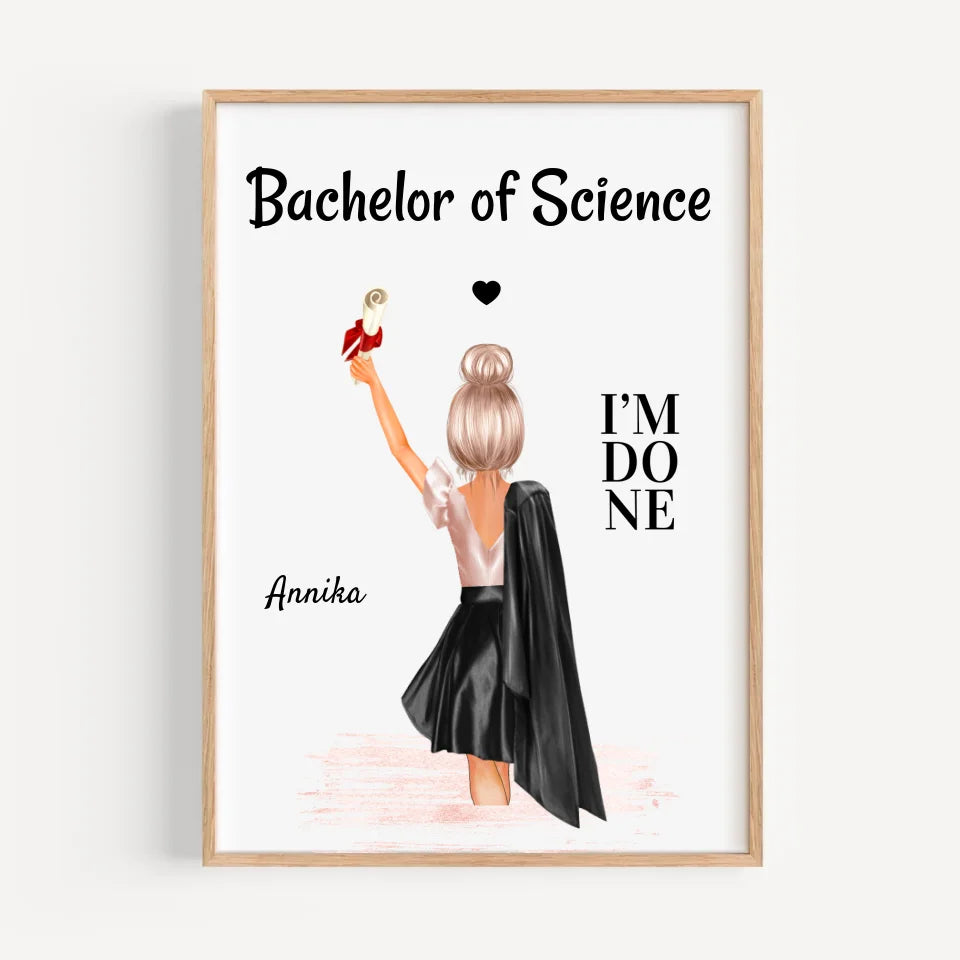 Geschenk Poster Mädchen zum Bachelor Abschluss - Cantty