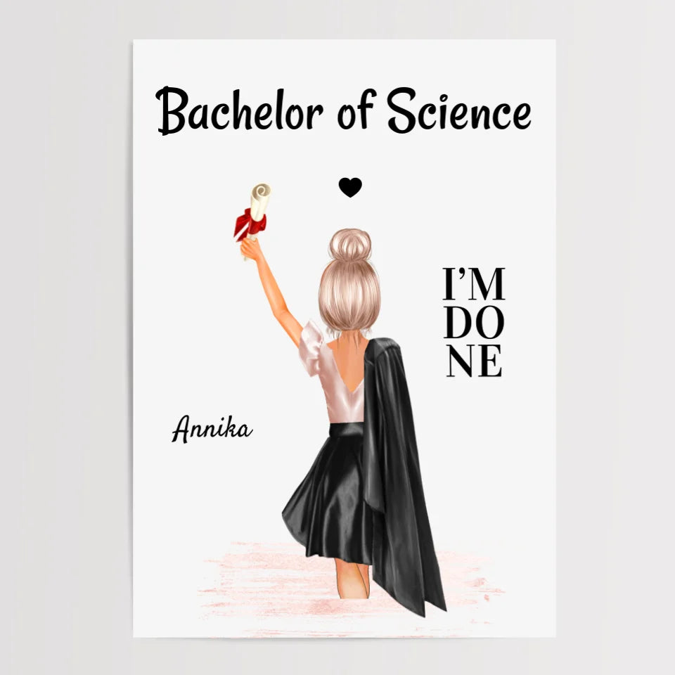 Geschenk Poster Mädchen zum Bachelor Abschluss - Cantty