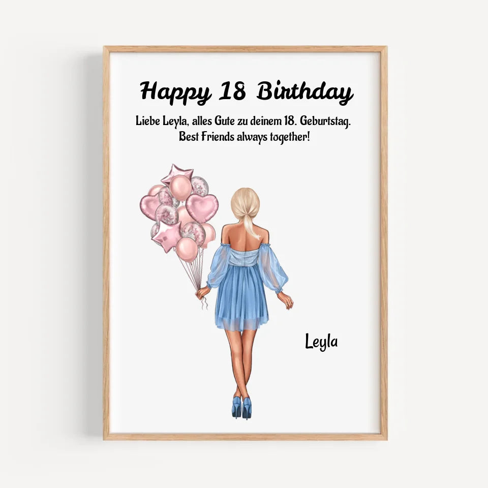 18 Geburtstag Mädchen Bild Geschenk personalisiert - Cantty