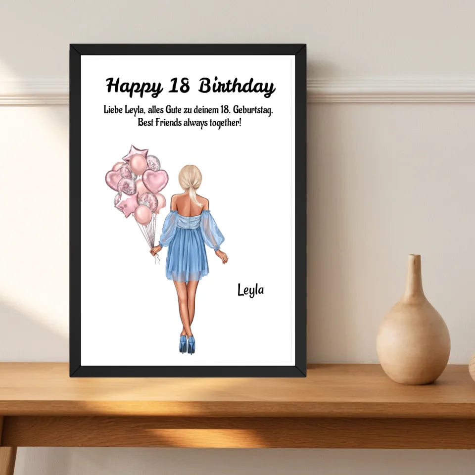 18 Geburtstag Mädchen Bild Geschenk personalisiert - Cantty
