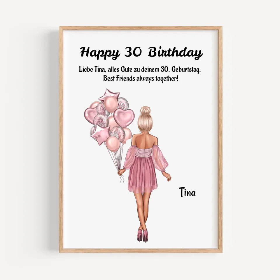 30. Geburtstag Frau Bild Geschenk personalisiert - Cantty