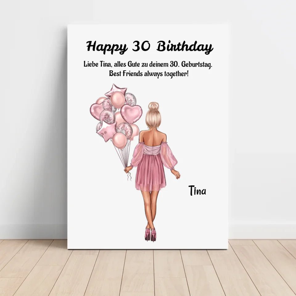 30. Geburtstag Frau Bild Geschenk personalisiert - Cantty