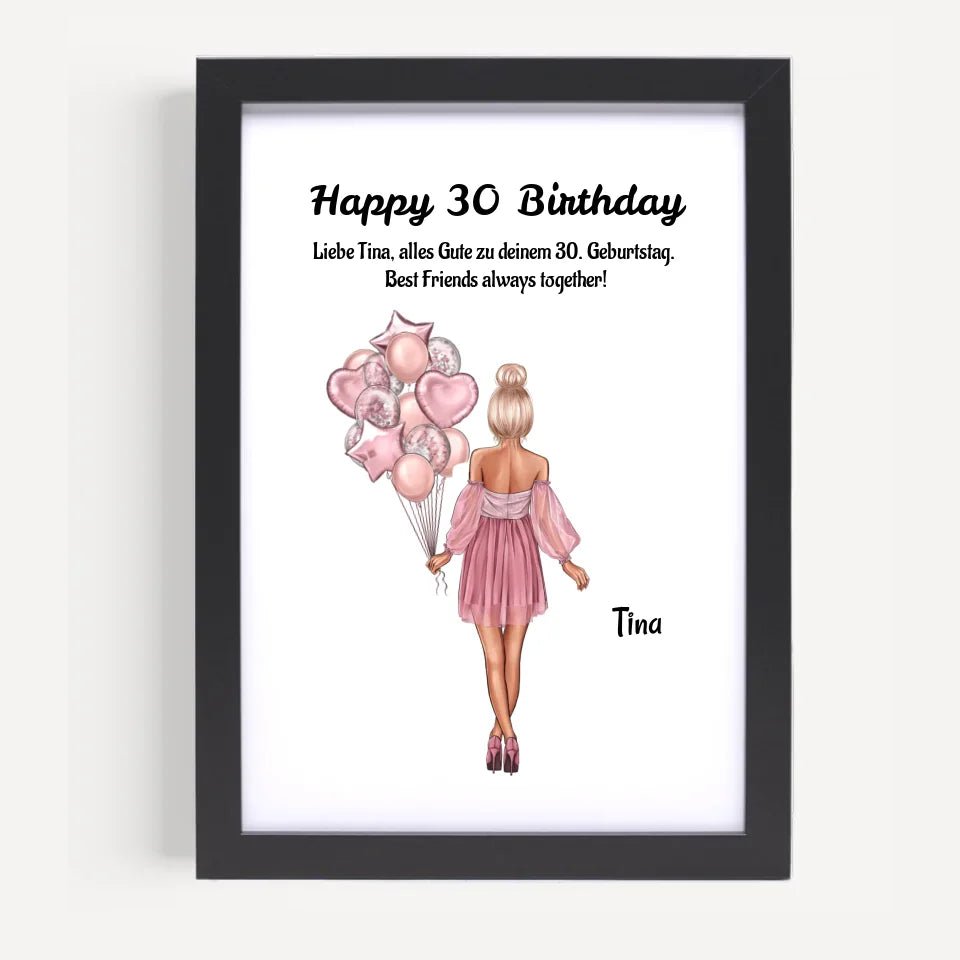 30. Geburtstag Frau Bild Geschenk personalisiert - Cantty
