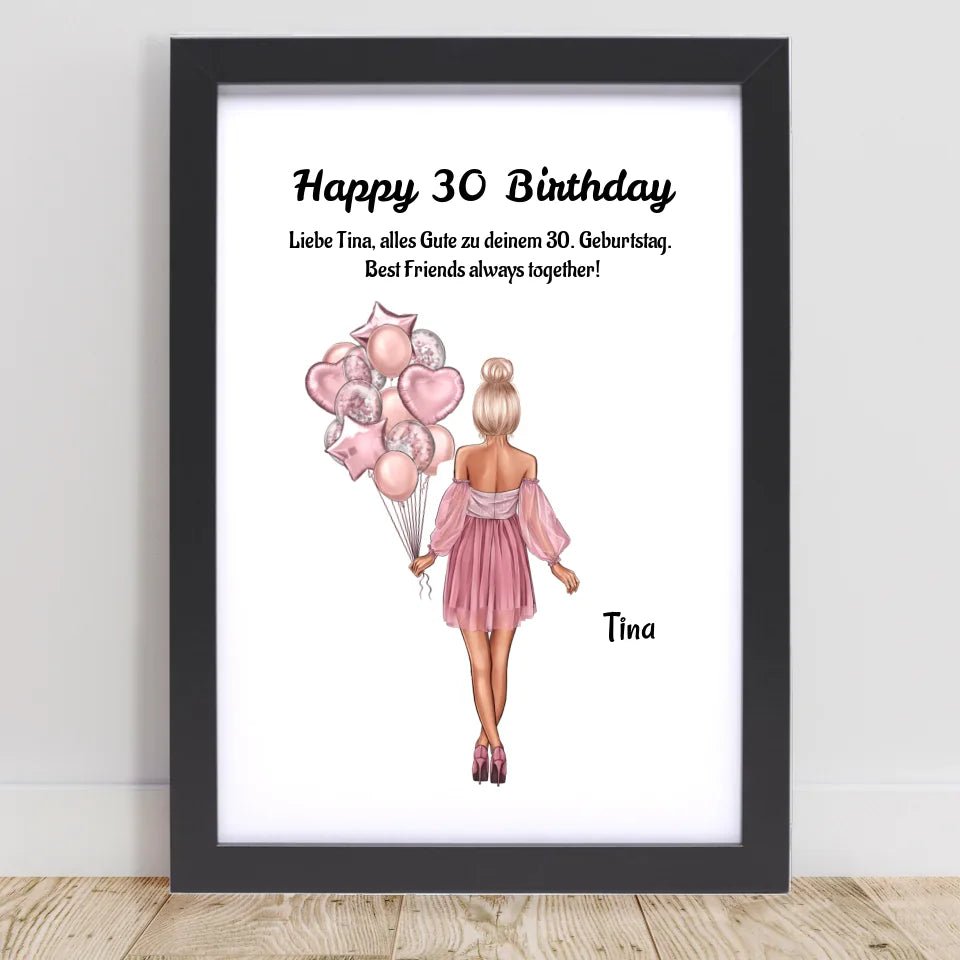 30. Geburtstag Frau Bild Geschenk personalisiert - Cantty