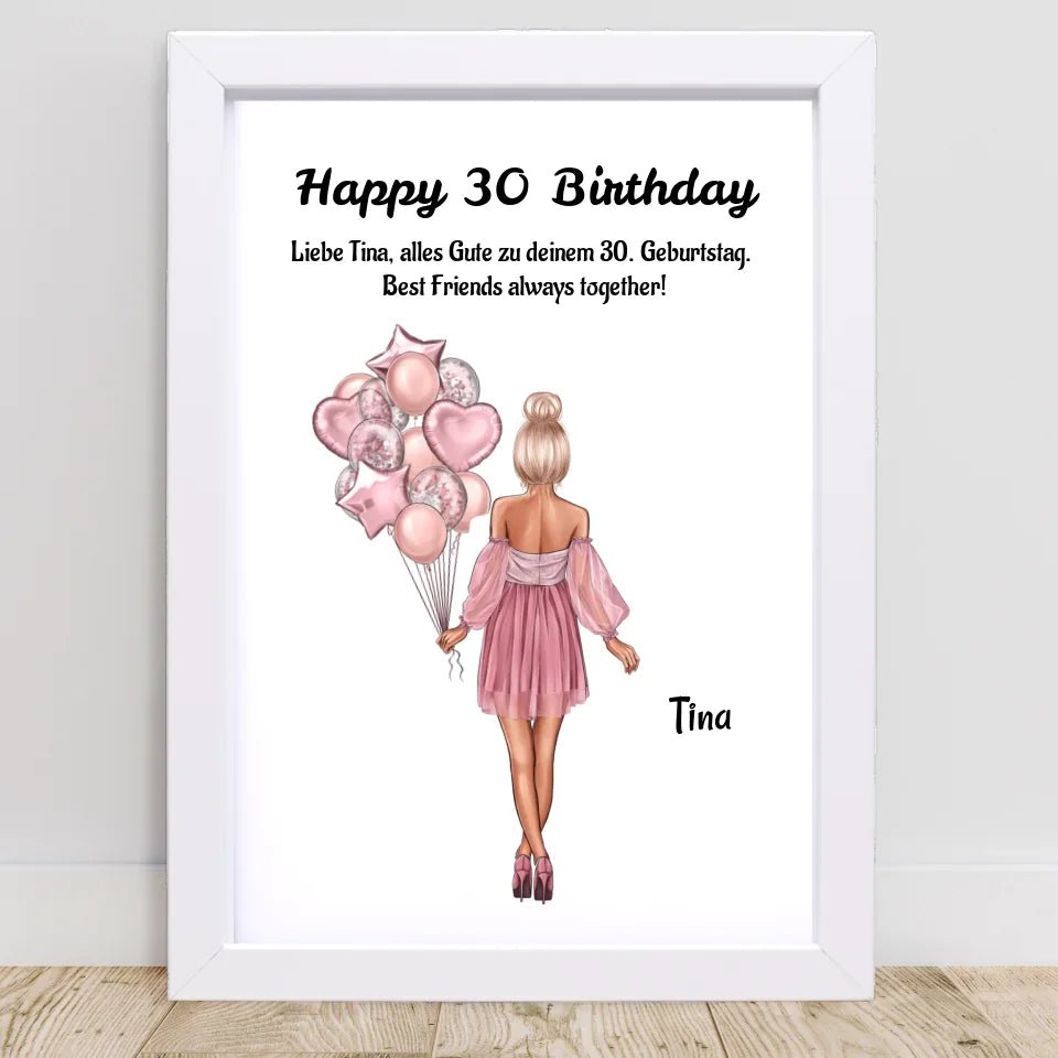 30. Geburtstag Frau Bild Geschenk personalisiert - Cantty