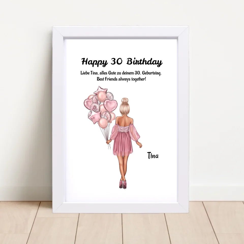 30. Geburtstag Frau Bild Geschenk personalisiert - Cantty