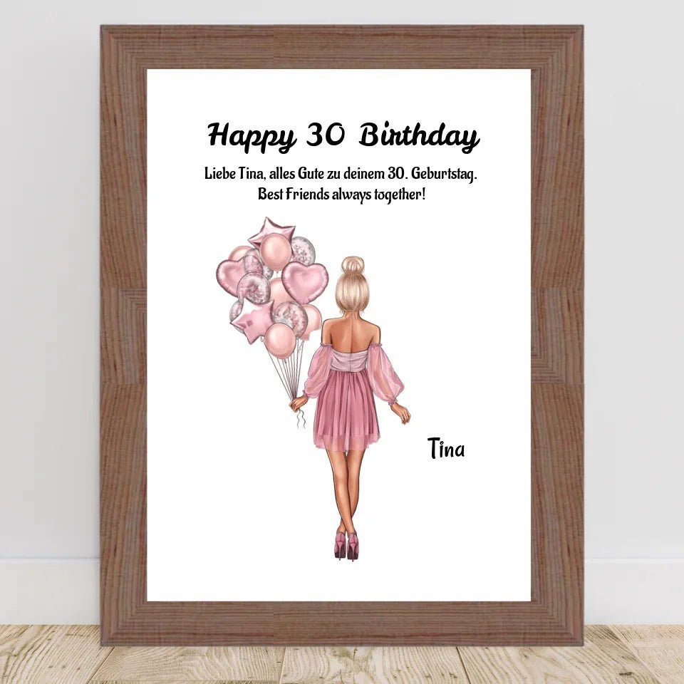 30. Geburtstag Frau Bild Geschenk personalisiert - Cantty