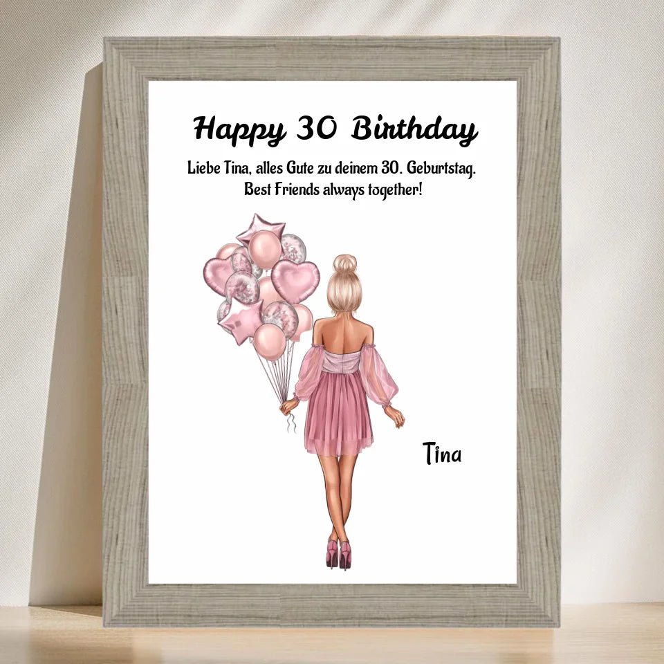 30. Geburtstag Frau Bild Geschenk personalisiert - Cantty