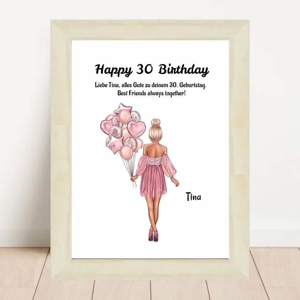 30. Geburtstag Frau Bild Geschenk personalisiert - Cantty