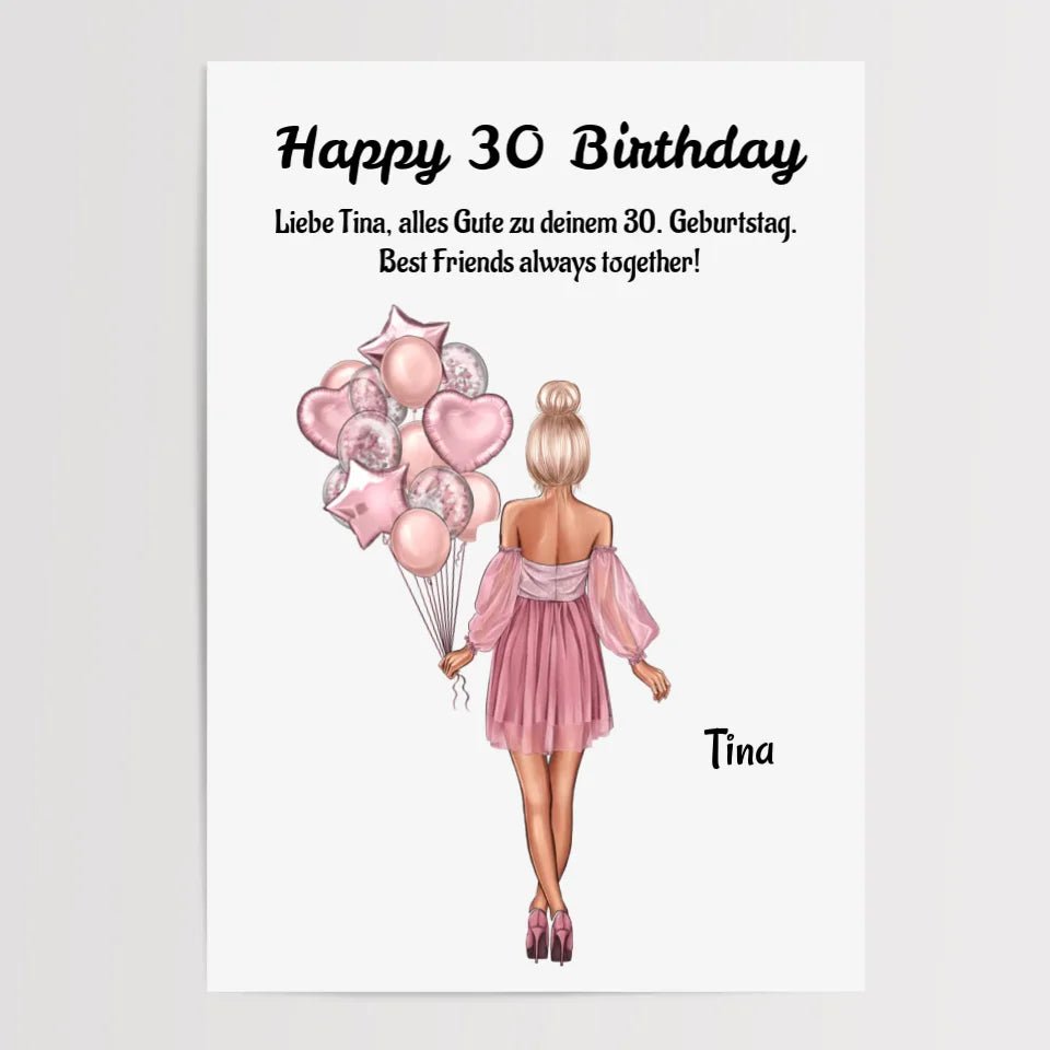 30. Geburtstag Frau Bild Geschenk personalisiert - Cantty