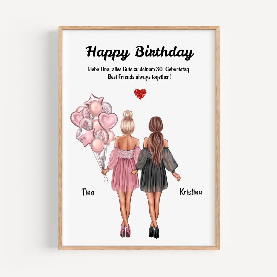 Beste Freundinnen Geburtstagsgeschenk Bild personalisiert - Cantty