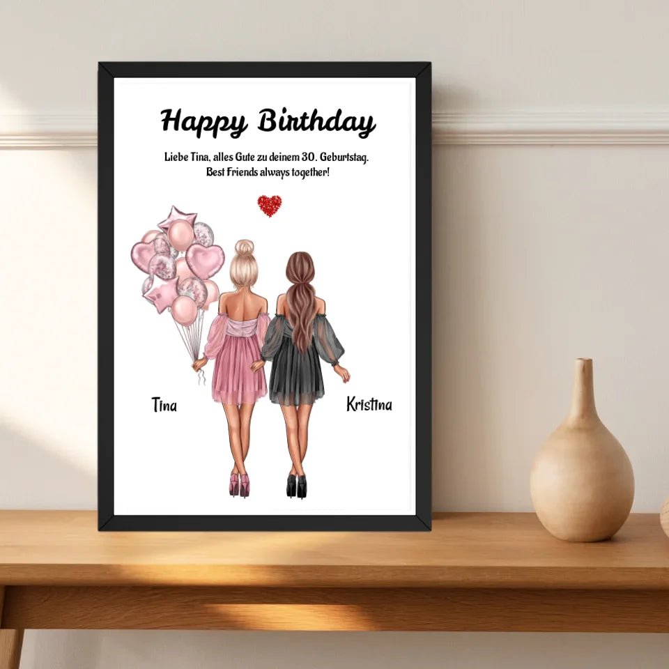 Beste Freundinnen Geburtstagsgeschenk Bild personalisiert - Cantty