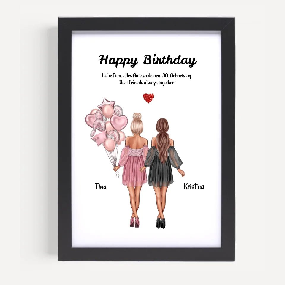 Beste Freundinnen Geburtstagsgeschenk Bild personalisiert - Cantty