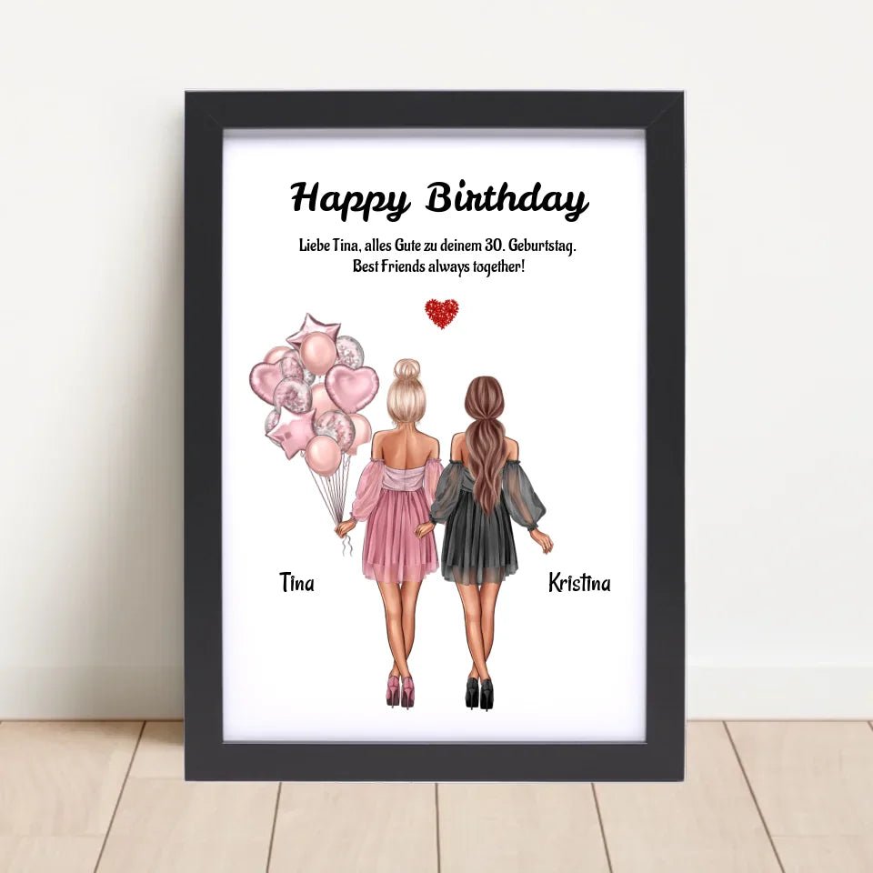Beste Freundinnen Geburtstagsgeschenk Bild personalisiert - Cantty