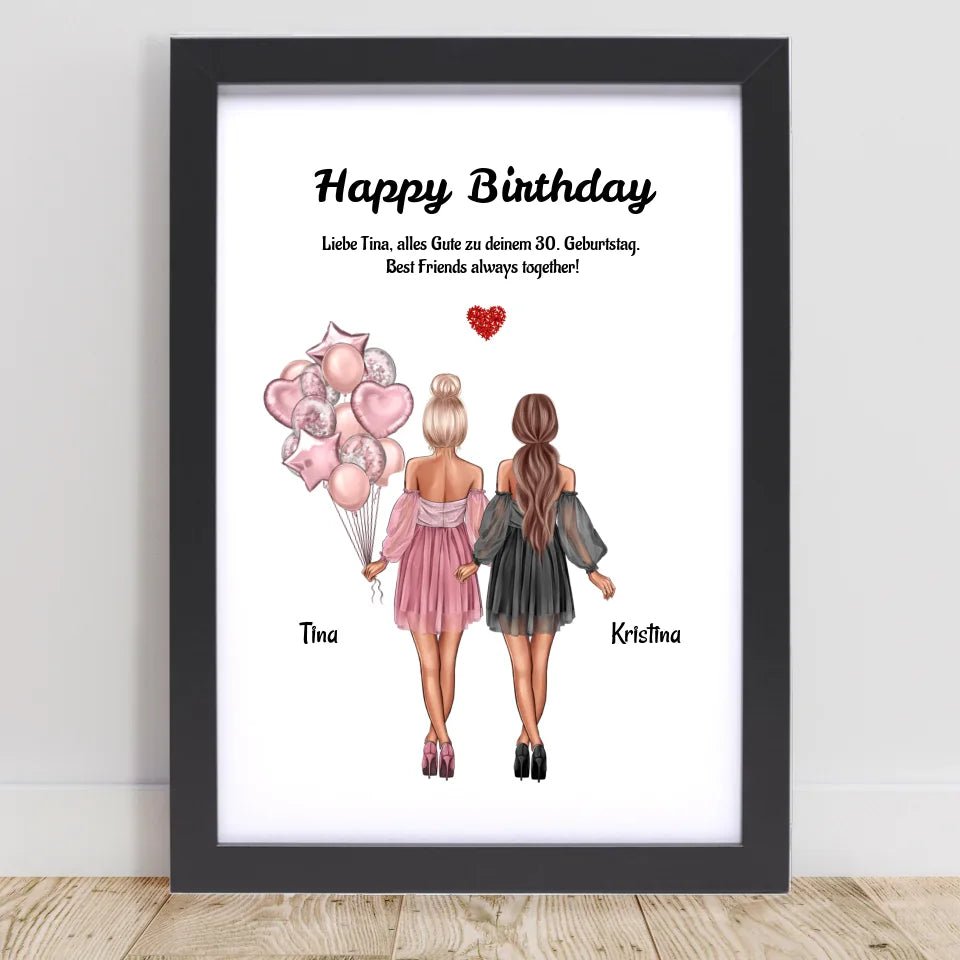 Beste Freundinnen Geburtstagsgeschenk Bild personalisiert - Cantty