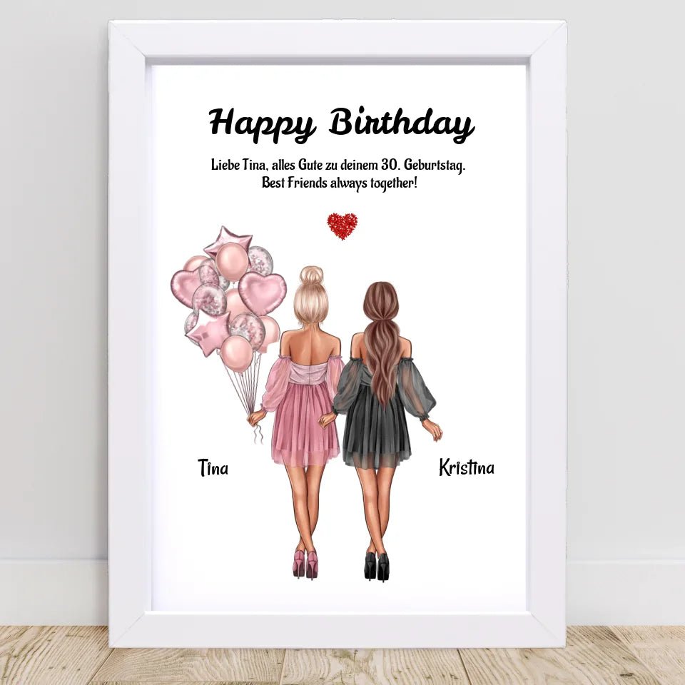 Beste Freundinnen Geburtstagsgeschenk Bild personalisiert - Cantty