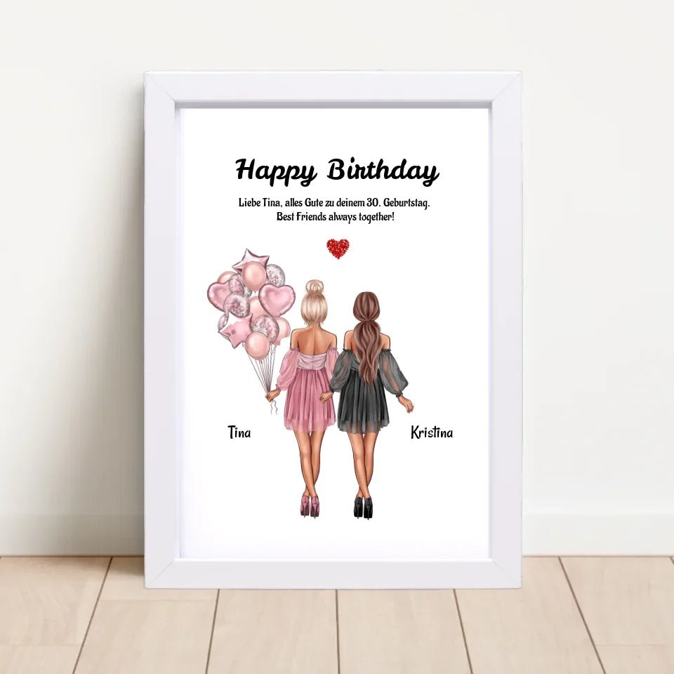 Beste Freundinnen Geburtstagsgeschenk Bild personalisiert - Cantty