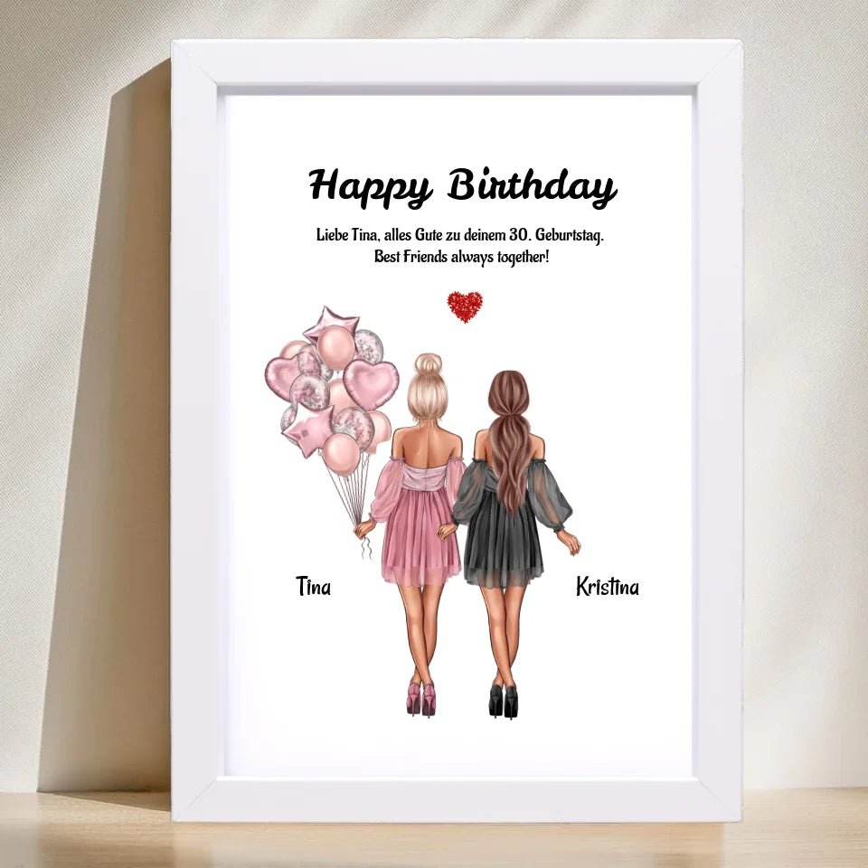 Beste Freundinnen Geburtstagsgeschenk Bild personalisiert - Cantty