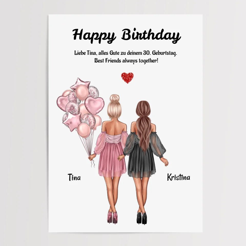 Beste Freundinnen Geburtstagsgeschenk Bild personalisiert - Cantty