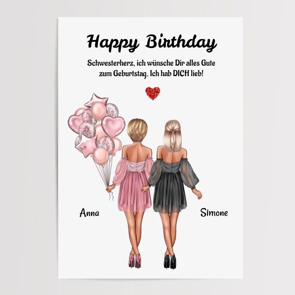 Geburtstagsgeschenk Poster für Schwester - Cantty
