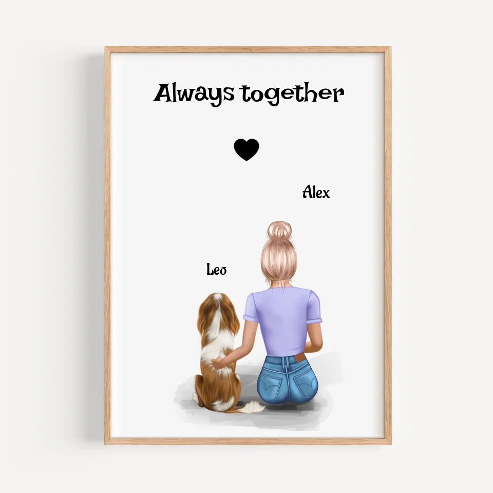 Mädchen mit Hund Bild Geschenk personalisiert - Cantty