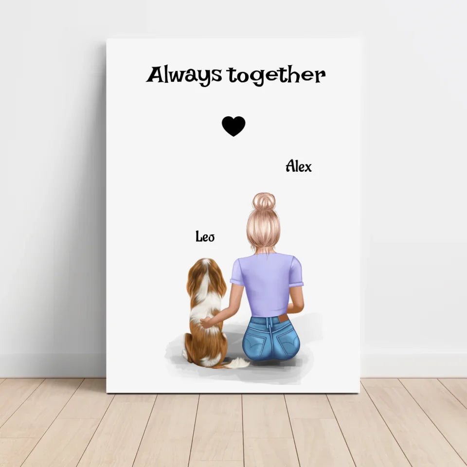Mädchen mit Hund Bild Geschenk personalisiert - Cantty