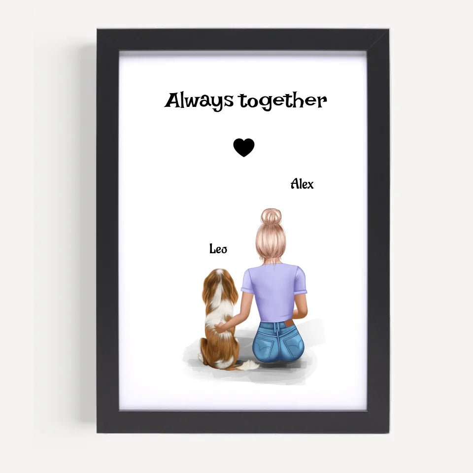 Mädchen mit Hund Bild Geschenk personalisiert - Cantty