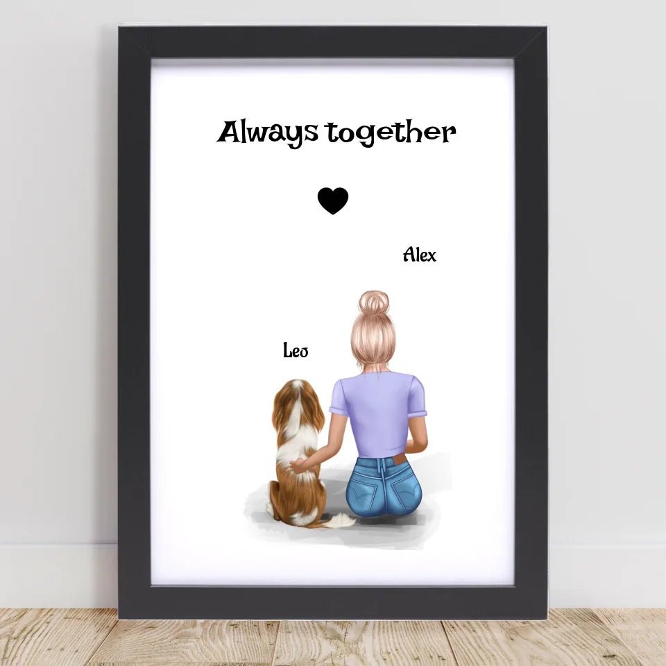 Mädchen mit Hund Bild Geschenk personalisiert - Cantty