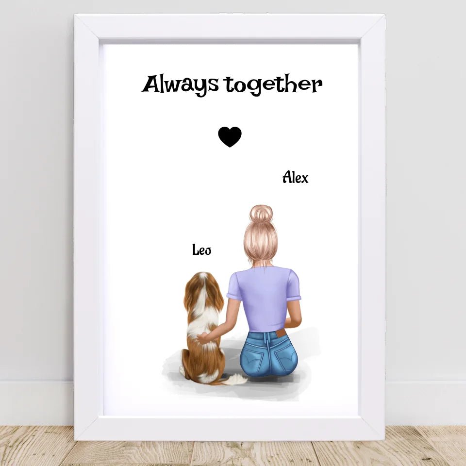 Mädchen mit Hund Bild Geschenk personalisiert - Cantty