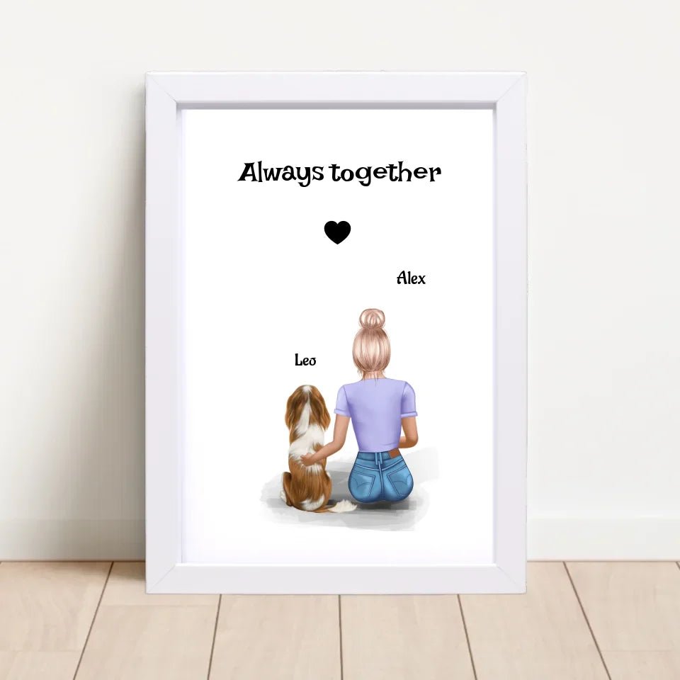 Mädchen mit Hund Bild Geschenk personalisiert - Cantty