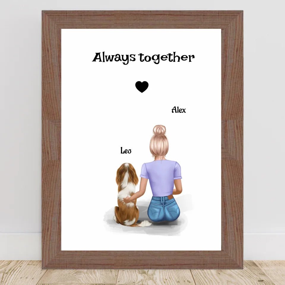 Mädchen mit Hund Bild Geschenk personalisiert - Cantty