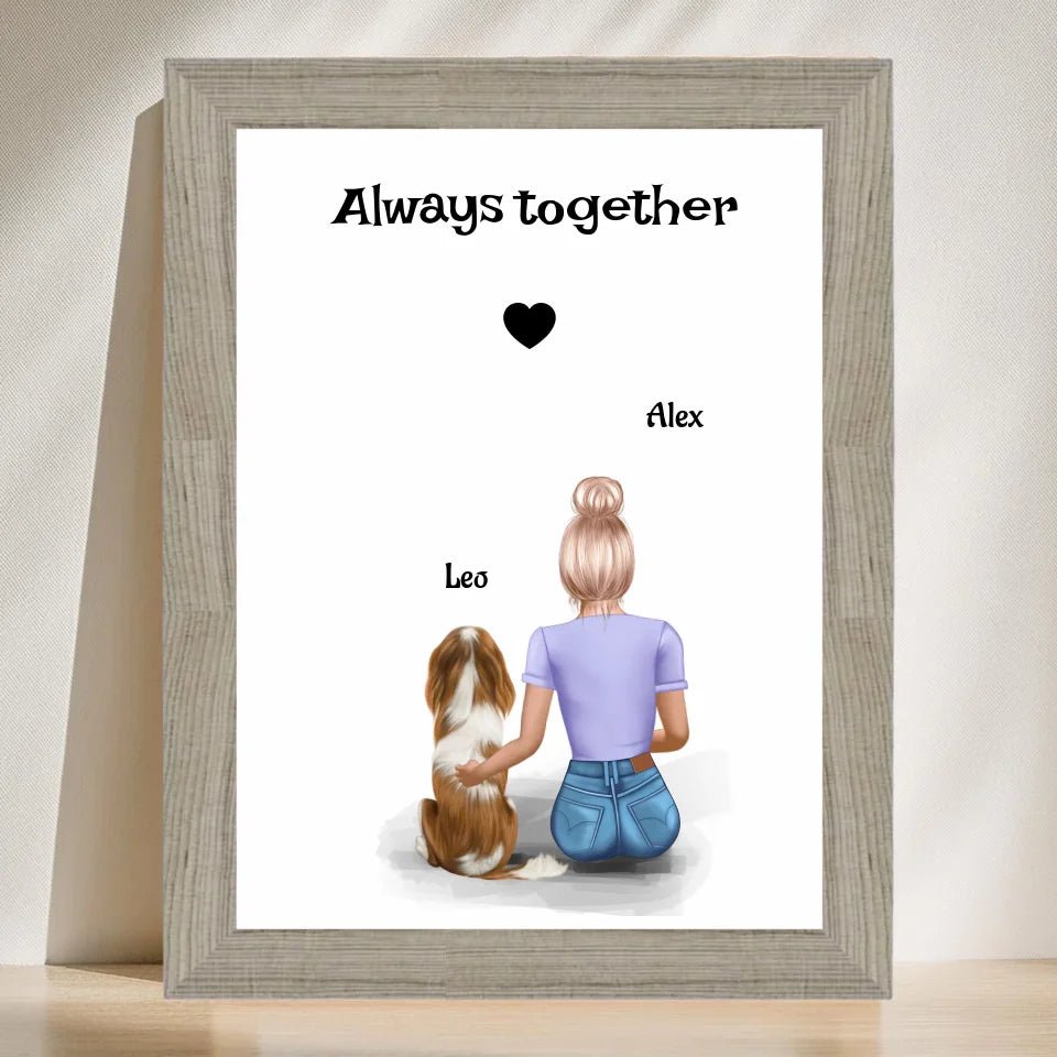 Mädchen mit Hund Bild Geschenk personalisiert - Cantty