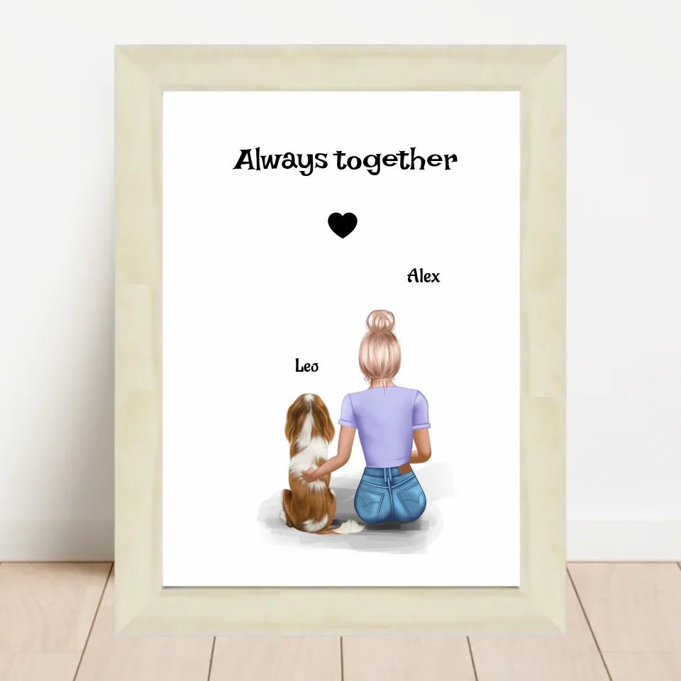 Mädchen mit Hund Bild Geschenk personalisiert - Cantty