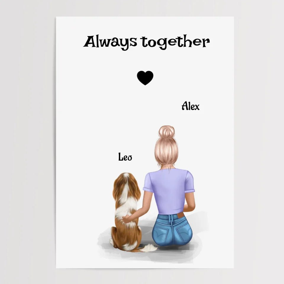 Mädchen mit Hund Bild Geschenk personalisiert - Cantty