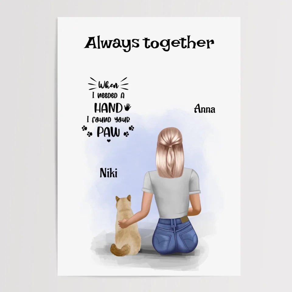 Mädchen mit Katze Poster Geschenk personalisiert - Cantty